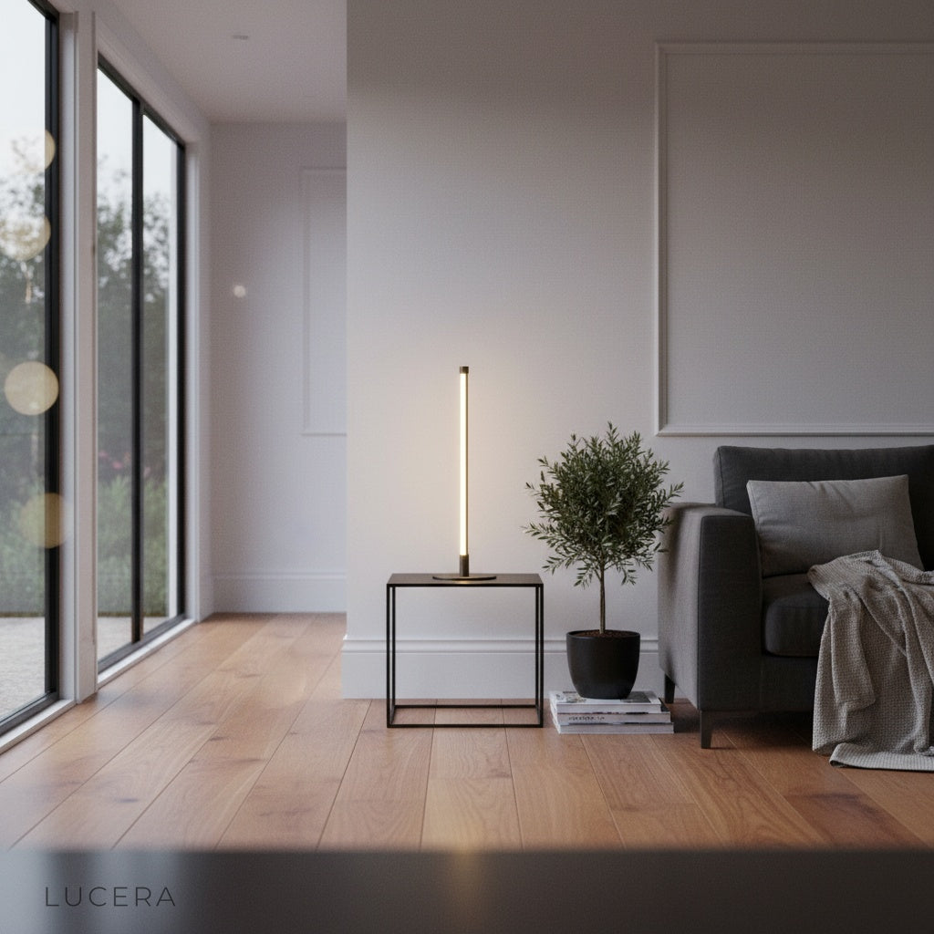 Pascal Table Lamp beside a stack of books on a marble desk, elegant home office setting