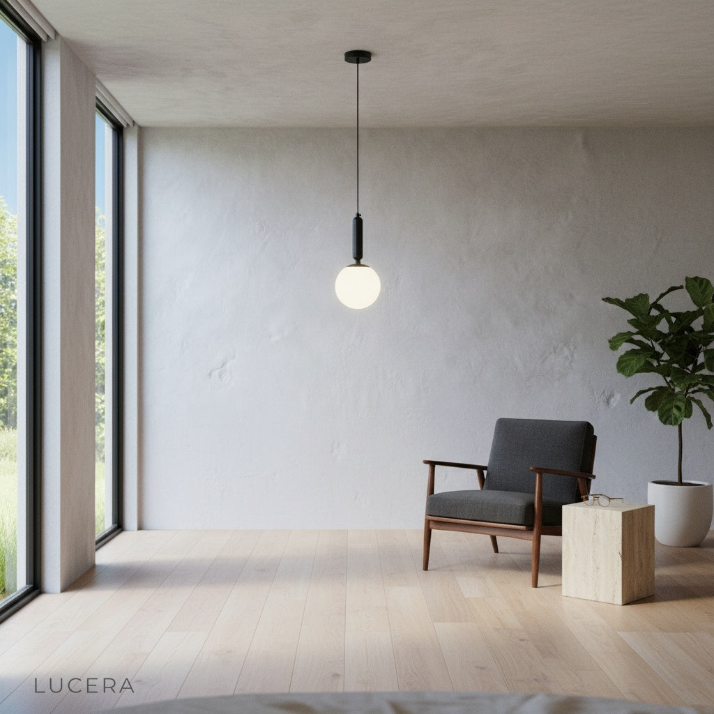 Yvaine pendant light in hallway with warm evening atmosphere and subtle reflections