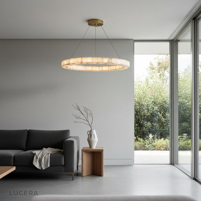 Tab 2 - Bamboo Round Alabaster Chandelier
