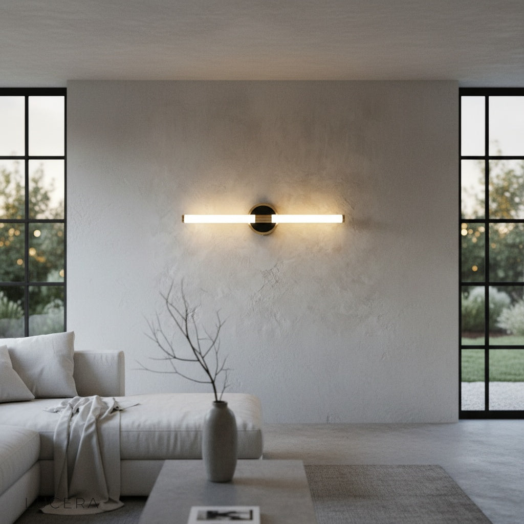 overhead studio view of Rosewood wall lamp highlighting geometric design lines