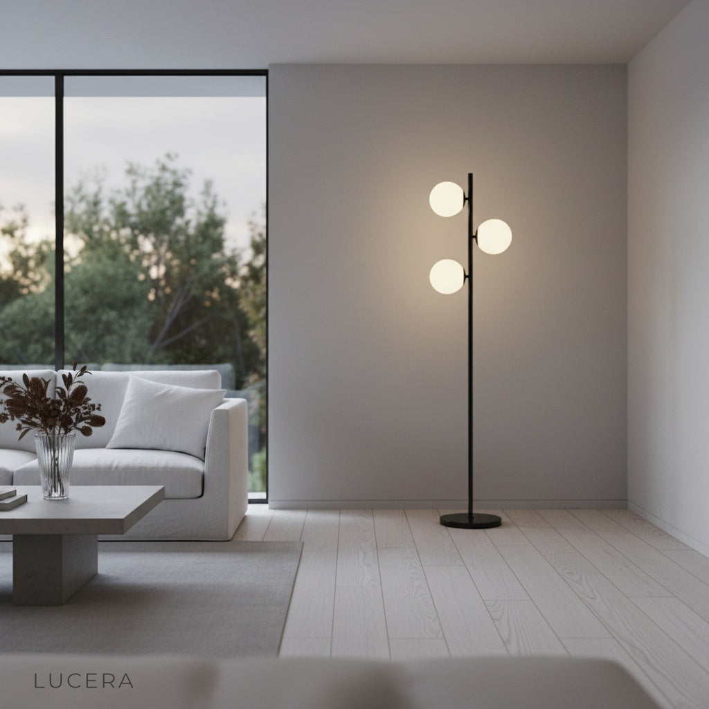 Vaporous Floor Lamp in a Scandinavian-style dining area with soft diffused lighting