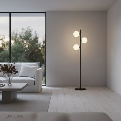 Vaporous Floor Lamp in a Scandinavian-style dining area with soft diffused lighting