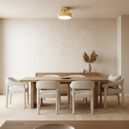Talisman ceiling light in open-plan kitchen island area with soft glow