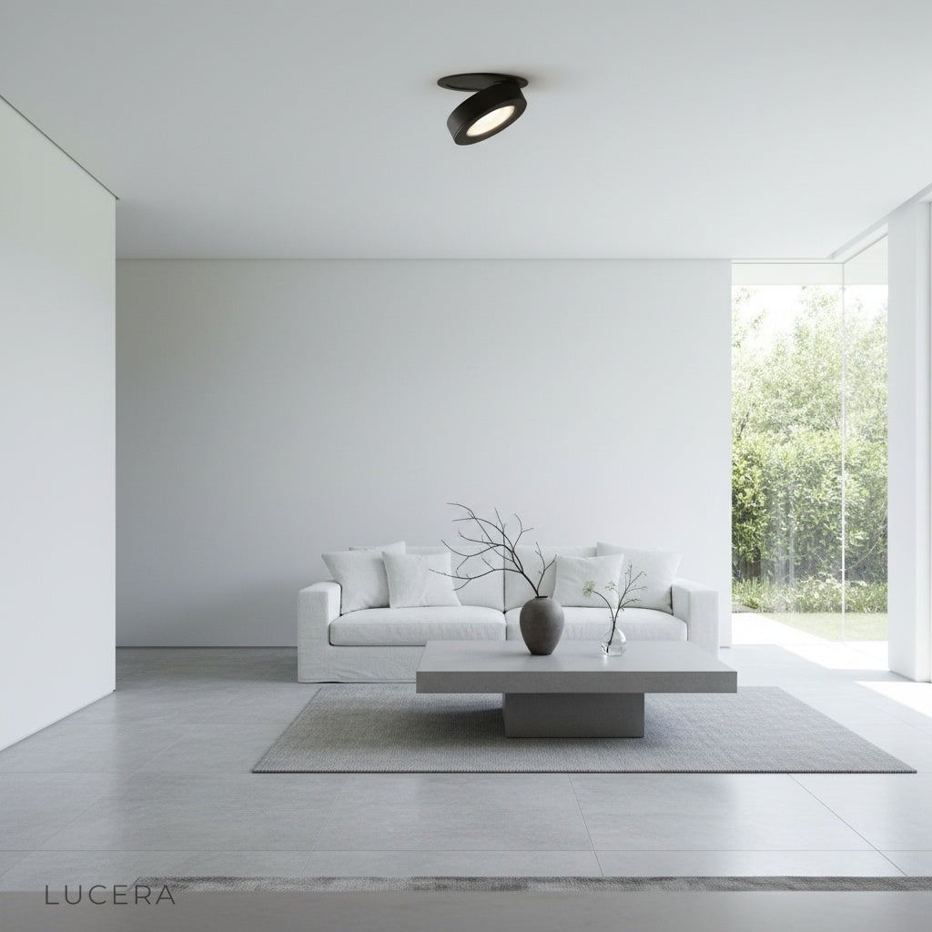 Comet Downlight commercial cafe setting with multiple spotlights on track