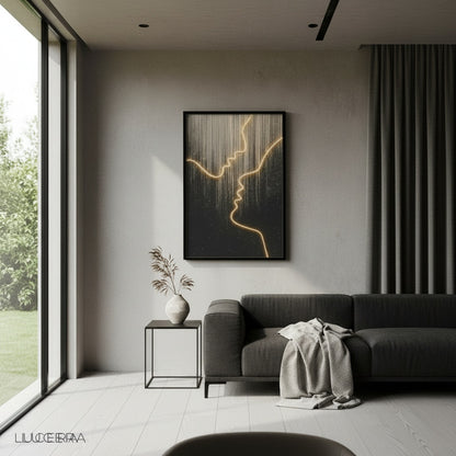Warm ambient wall lamp illuminating a Nordic-style reading nook with soft shadows