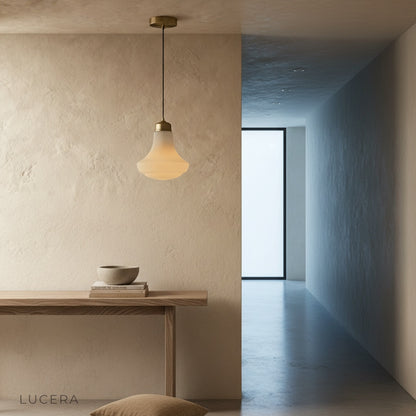 vintage-inspired Chianti pendant light hanging above a kitchen counter with soft evening lighting