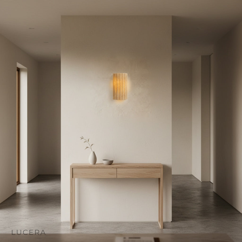 Mortimer Wall Lamp illuminated in cozy bedroom at night with warm ambient light