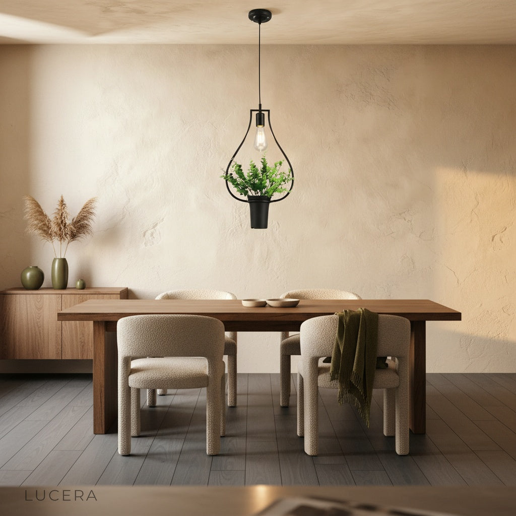 Keep Pendant Light glowing softly in a dim, cozy reading nook with armchair