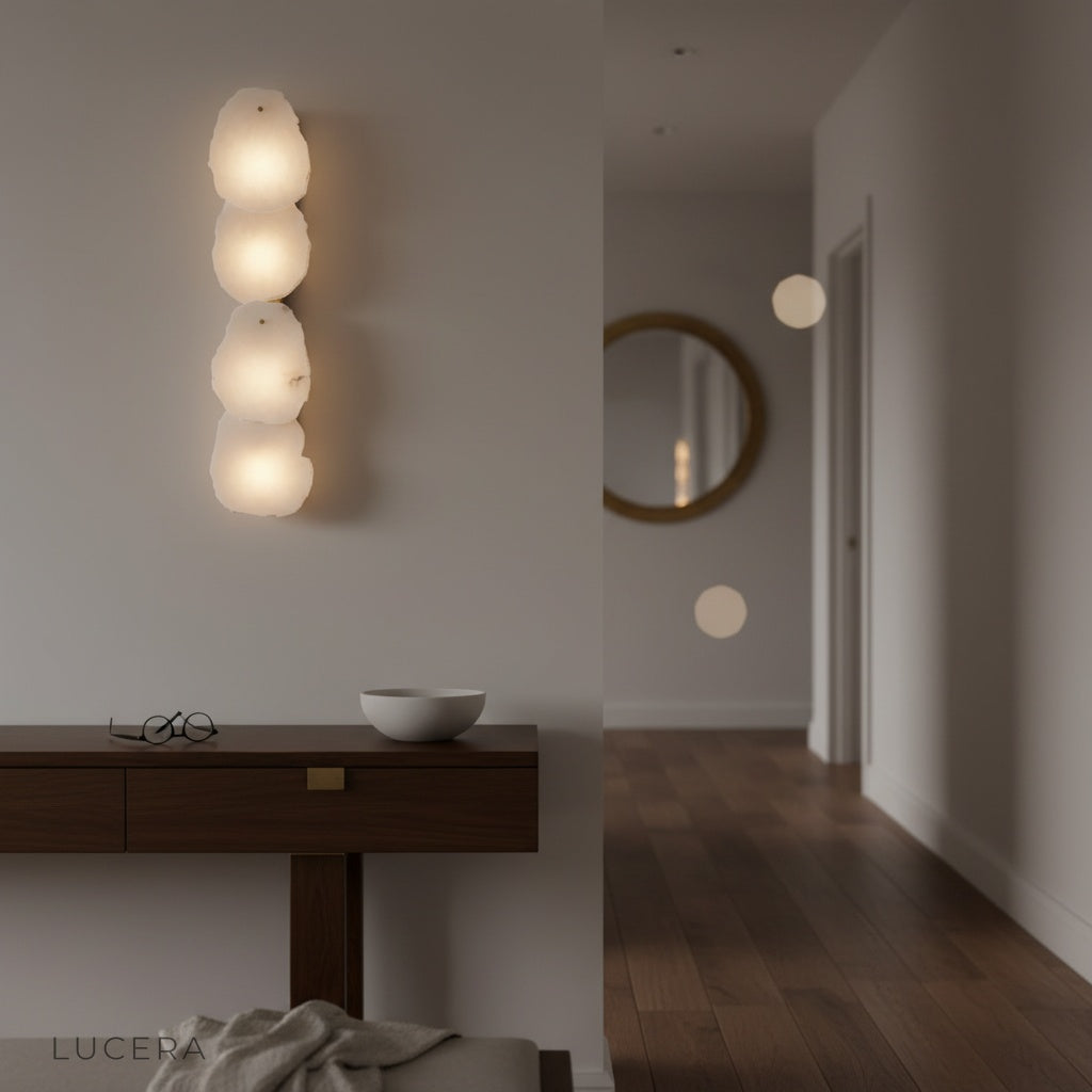 Esker wall lamp as a statement piece in a chic dining room with warm glow