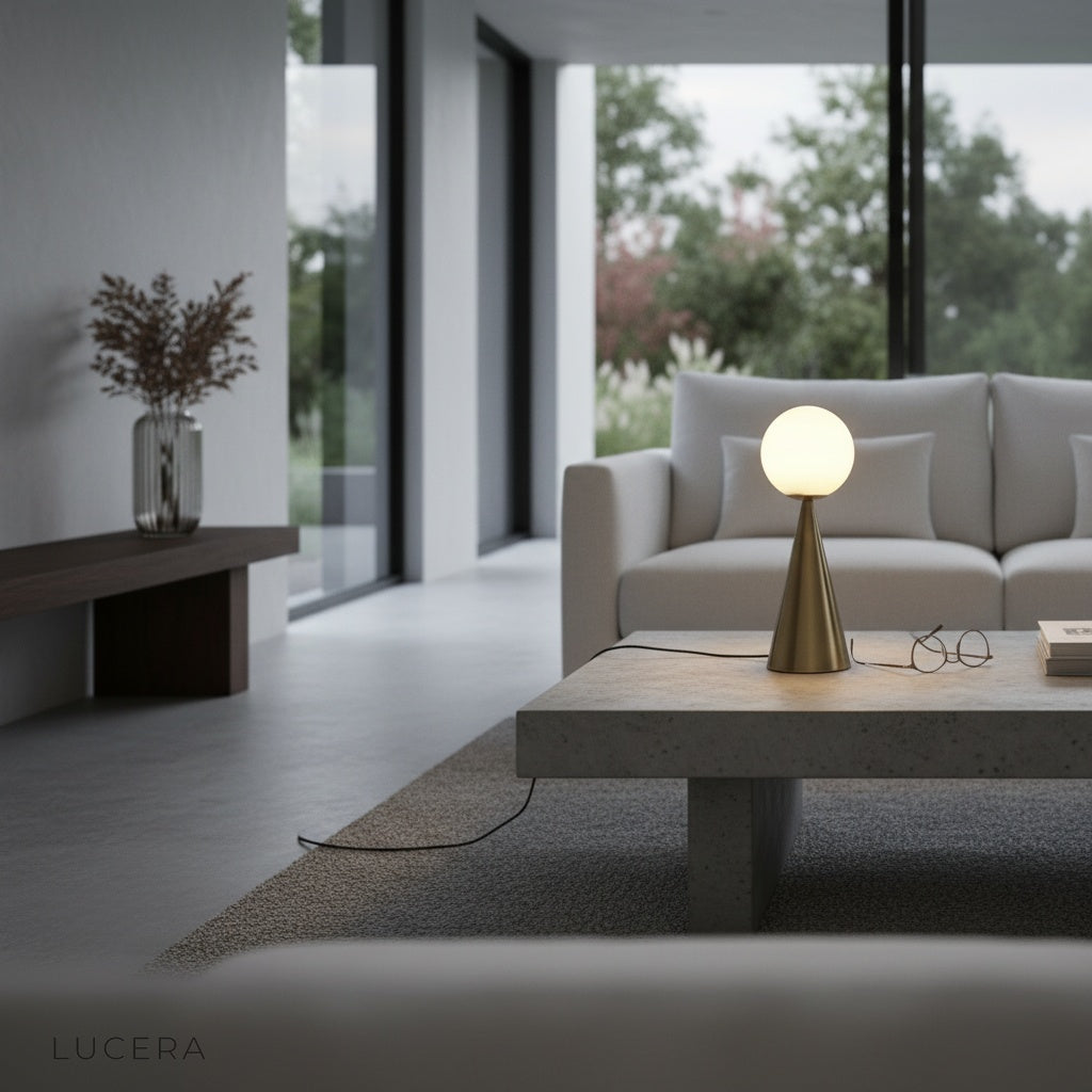 lucera hieroglyph lamp glowing in dark lounge with elegant decor