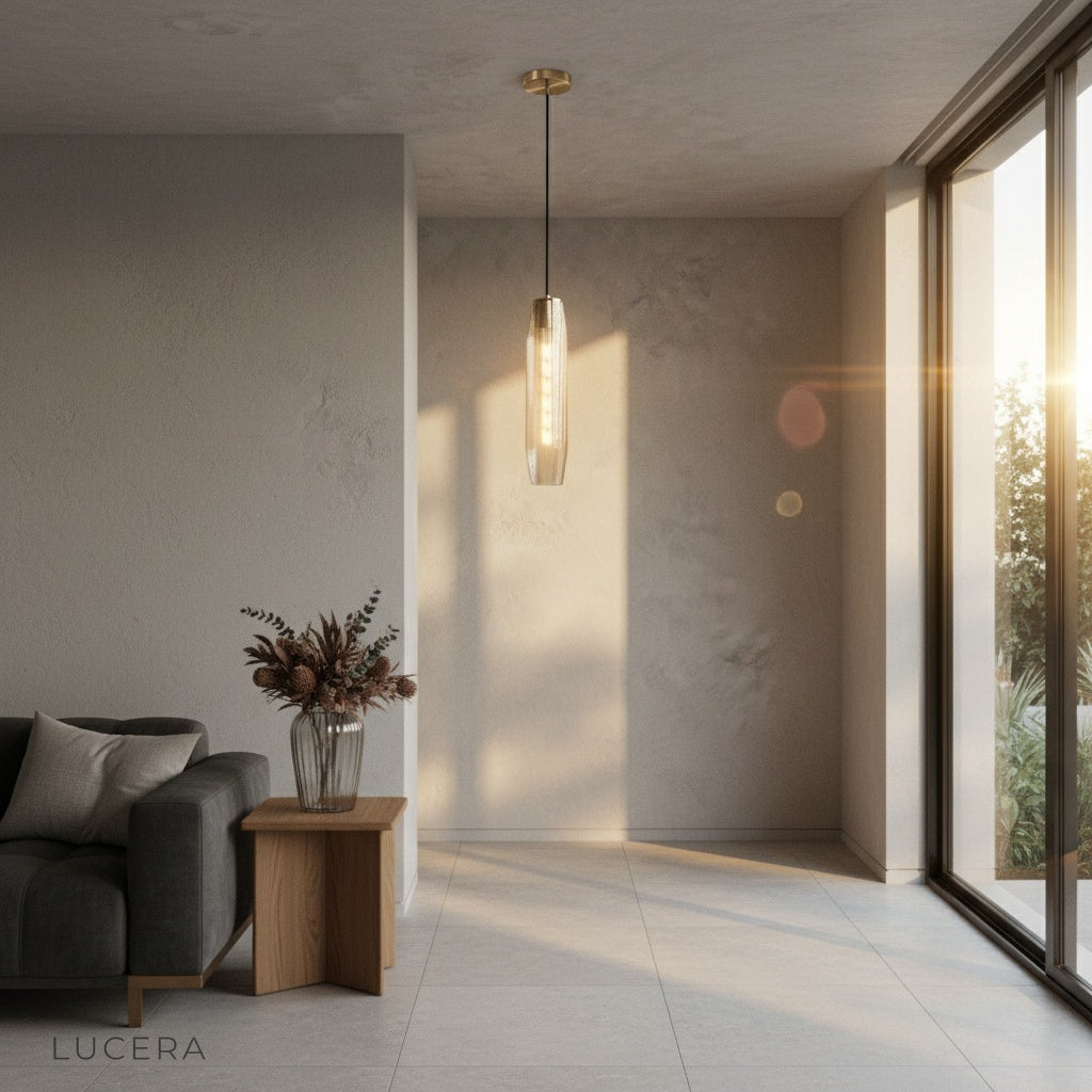 Hester Pendant Light as statement piece above a bedside table in a stylish bedroom