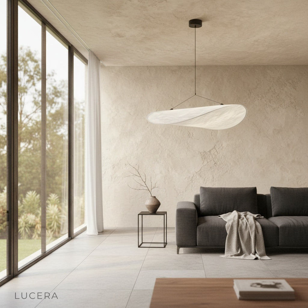 Eridanus pendant light as ambient night light in a serene hotel-style bathroom