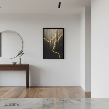 Minimalist wall lamp casting cozy light in a serene nighttime living space