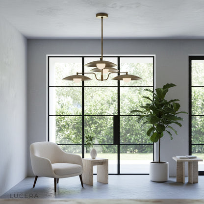 Stellar Brass Chandelier in a chic entryway with soft shadows and refined brass glow