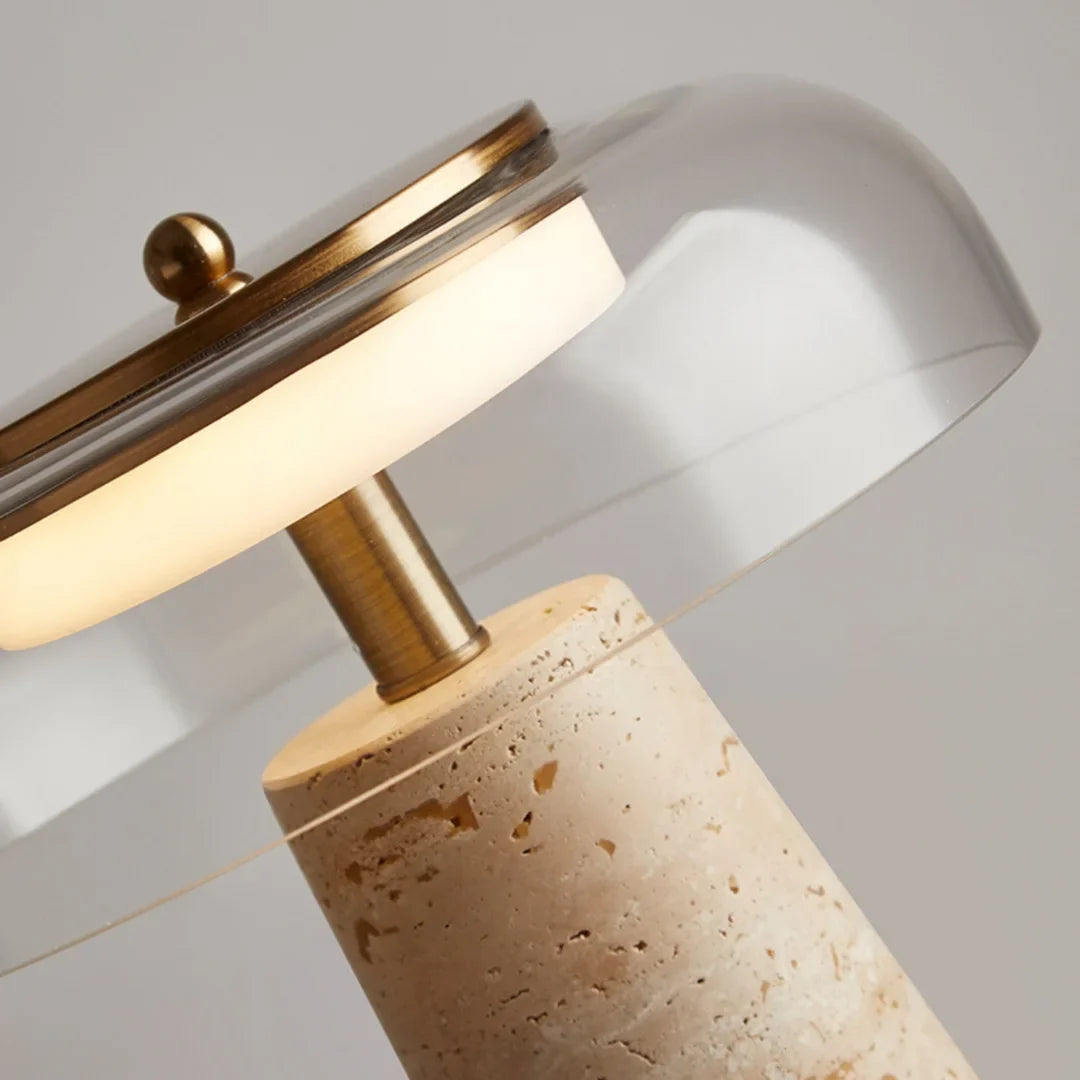 Con Travertine & Glass Table Lamp - Lamps | Lucera Lighting