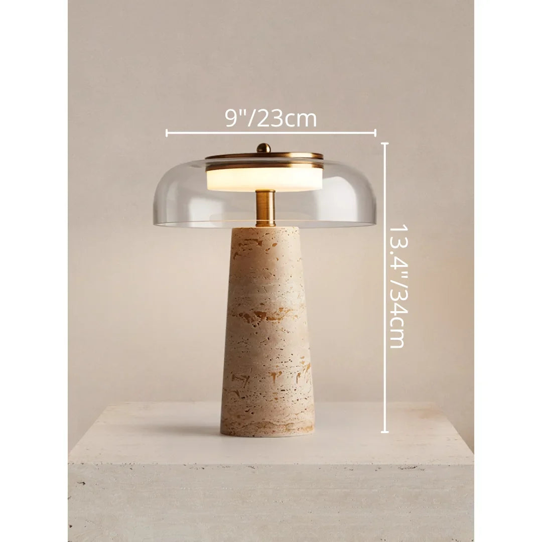 Con Travertine & Glass Table Lamp - Lamps | Lucera Lighting