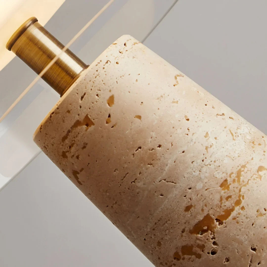 Con Travertine & Glass Table Lamp - Lamps | Lucera Lighting