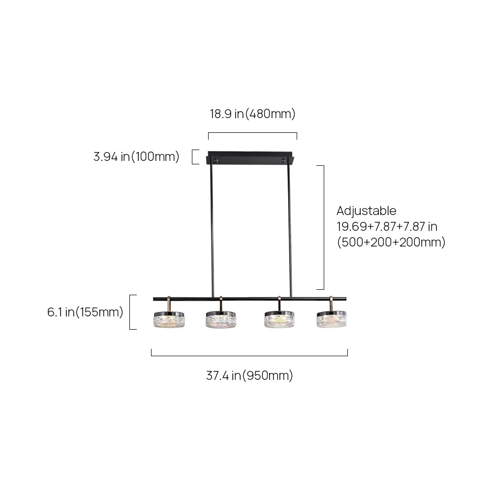 Aquamarine Linear Chandelier for Kitchen Island - Exterior wall | Lucera Lighting