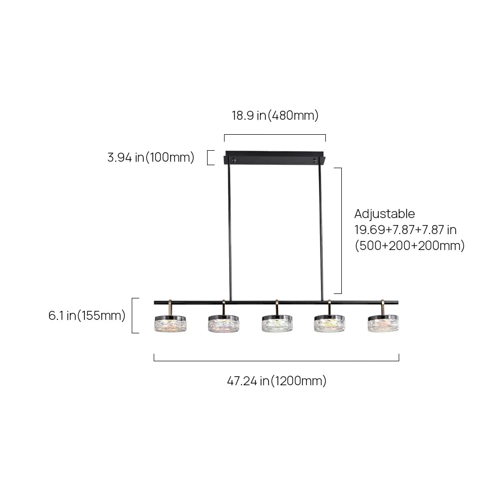 Aquamarine Linear Chandelier for Kitchen Island - Exterior wall | Lucera Lighting